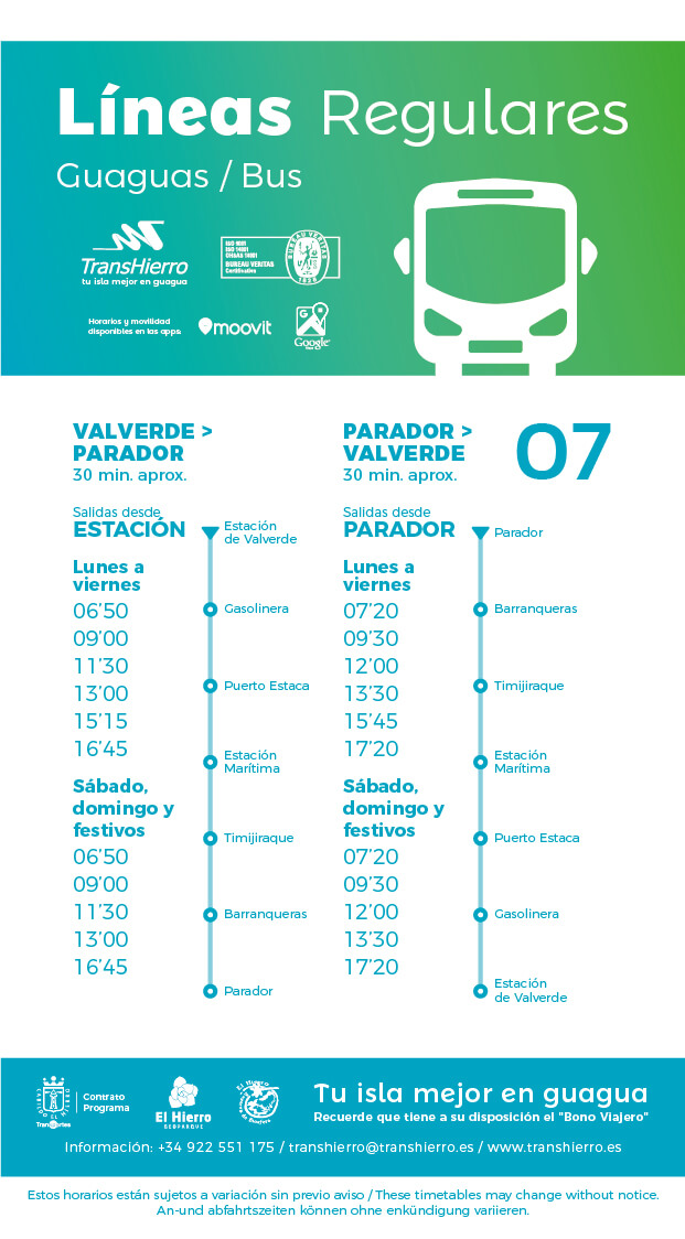 TransHierro Línea 7 Valverde - Puerto La Estaca - Timijiraque - Barranqueras - Parador